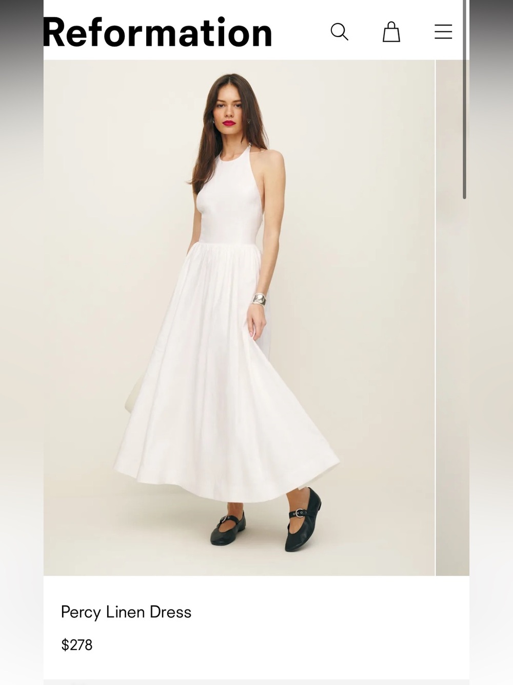Reformation Linen Halter Dress in White Sz 10